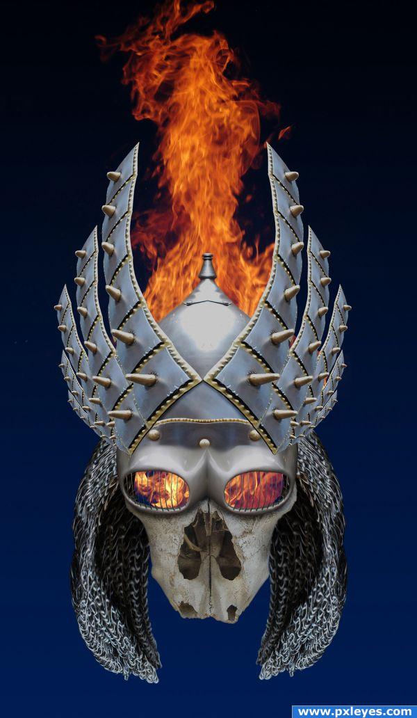 Flaming skull